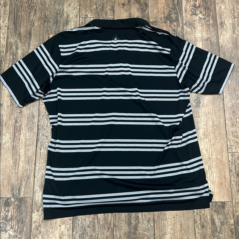 Adidas Black and Gray Striped Polo - Picture 6 of 6